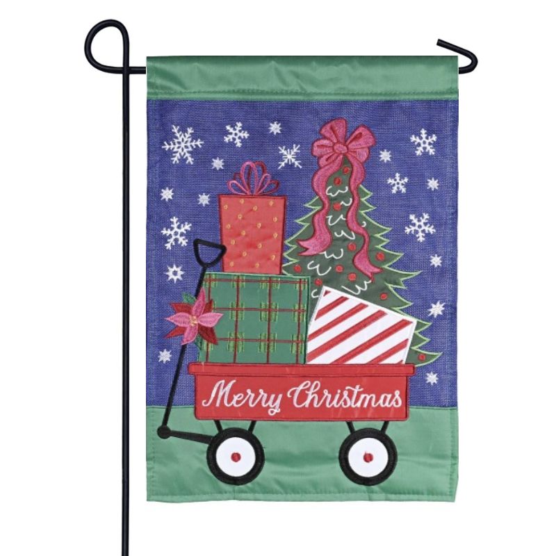 Christmas Wagon Garden Flag